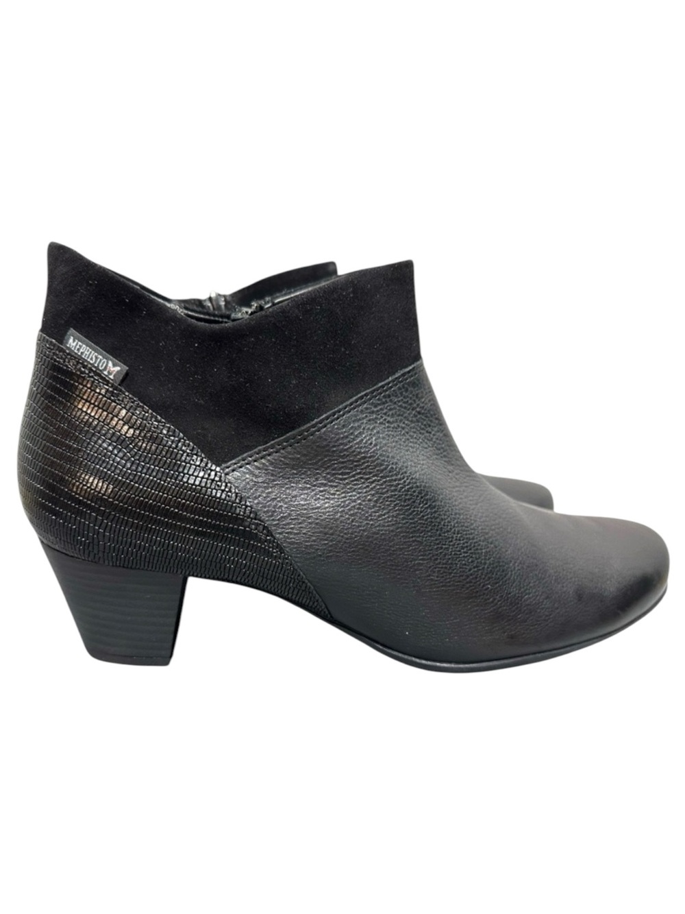 Mephisto NWT MICHAELA Texas Volcano Black Leather Zip Air Soft Ankle Heel Boots